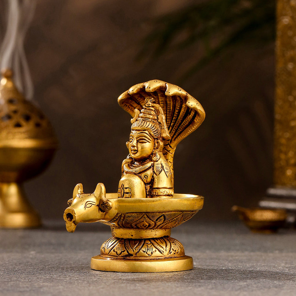 Brass Nandi Mukhshivlingam Idol (5 Inch) Vedansh Craft