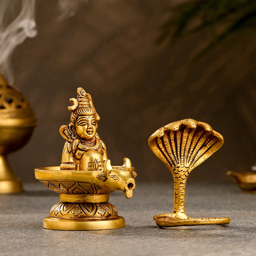 Brass Nandi Mukhshivlingam Idol (5 Inch) Vedansh Craft