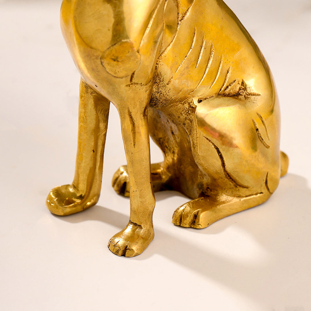 Brass Dog Sitting Statue (7.2 INCH) Vedansh Craft