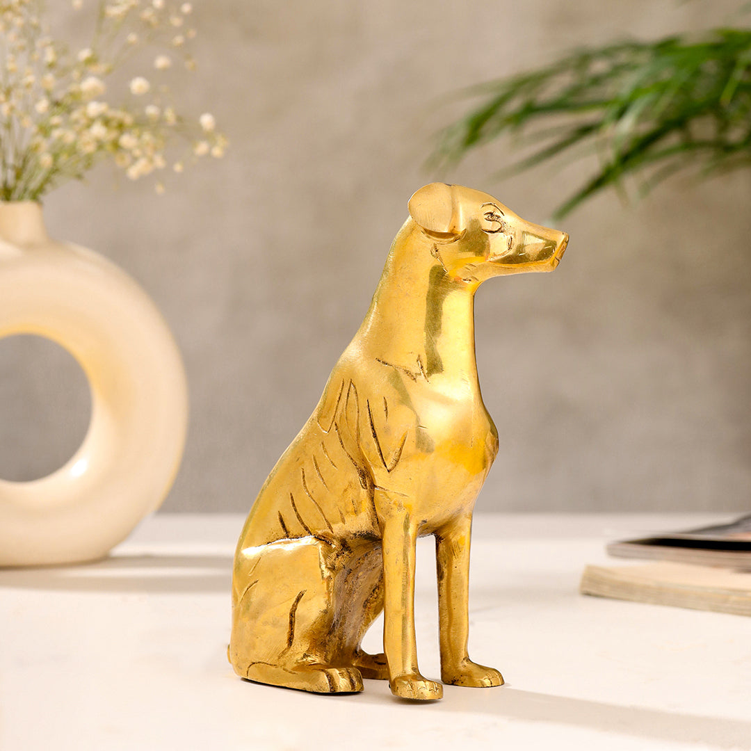 Brass Dog Sitting Statue (7.2 INCH) Vedansh Craft