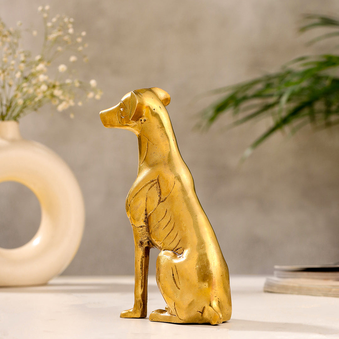 Brass Dog Sitting Statue (7.2 INCH) Vedansh Craft