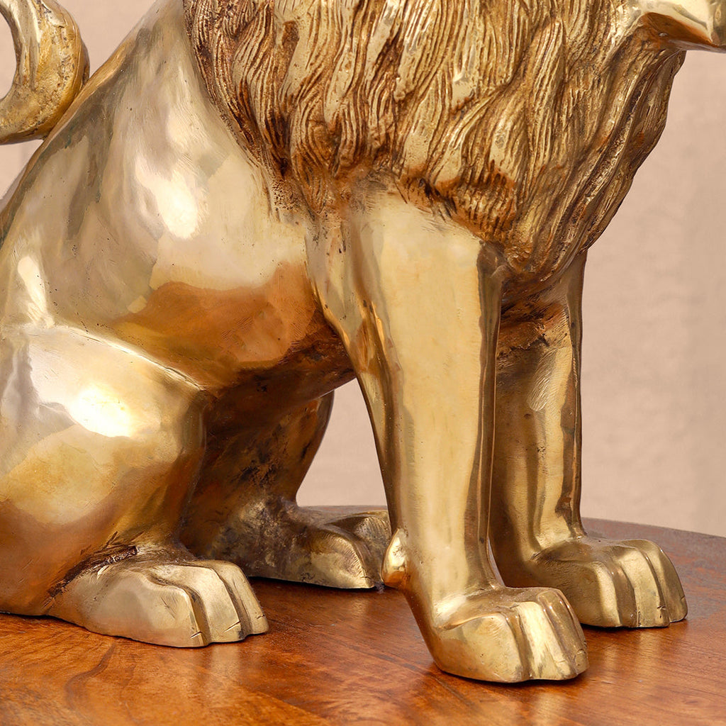 Brass Lion Statue Sitting (16 Inch) Vedansh Craft