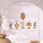 Brass Shankha Chakra Namaha Garuda Hanuman And Kalash Wall Hanging Set Vedansh Craft