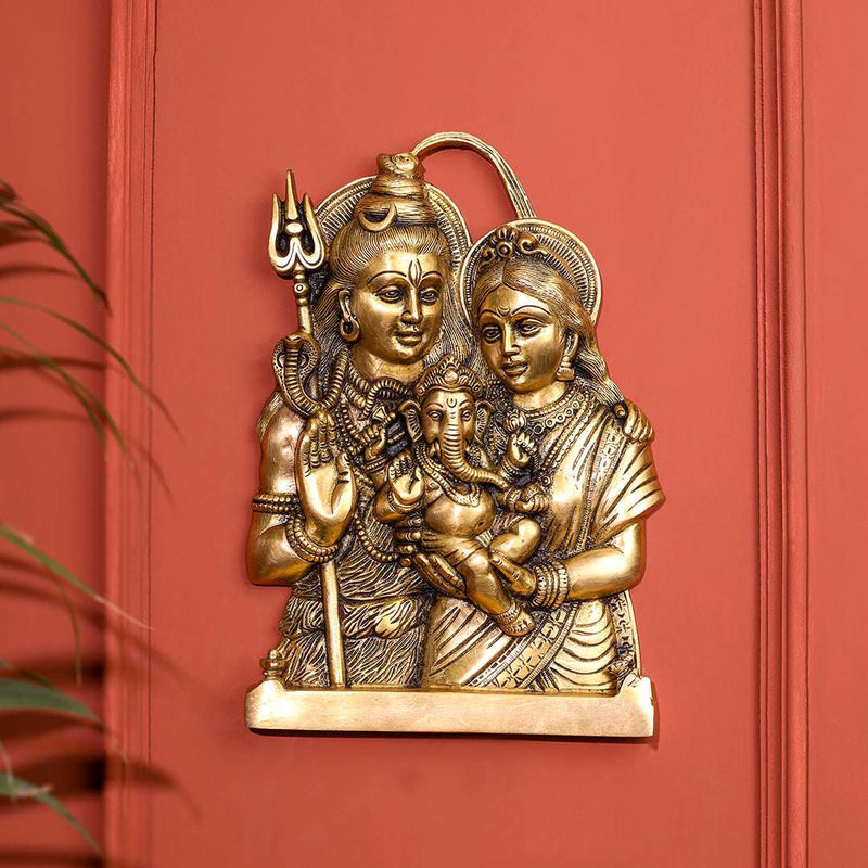 Brass Shiva Family wall hanging (11.5 Inch) Vedansh Craft