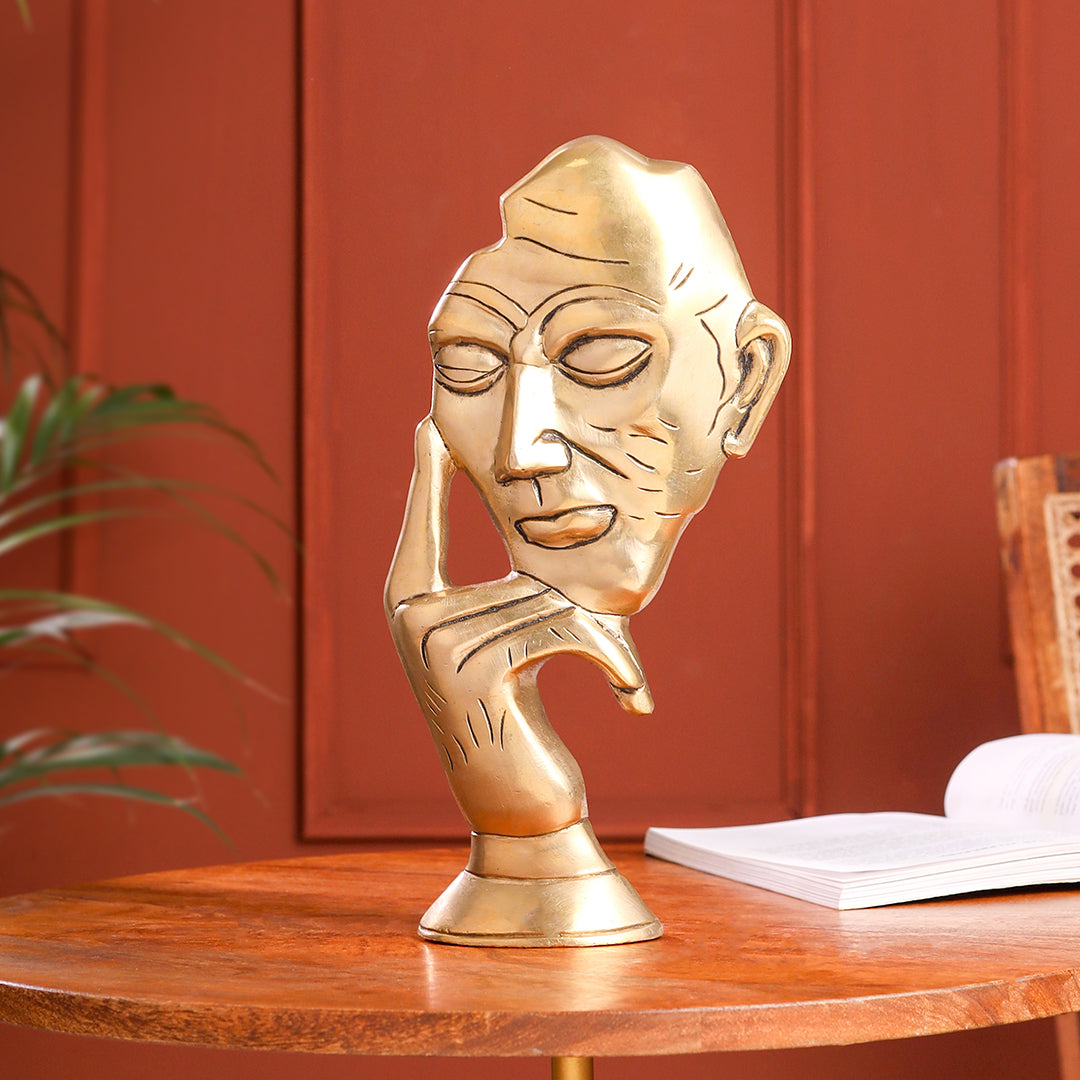 Brass Thinking Face Statue (11.9 Inch) Vedansh Craft