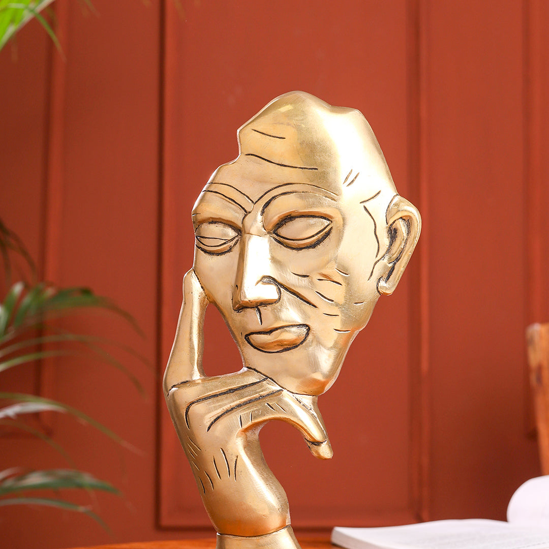 Brass Thinking Face Statue (11.9 Inch) Vedansh Craft
