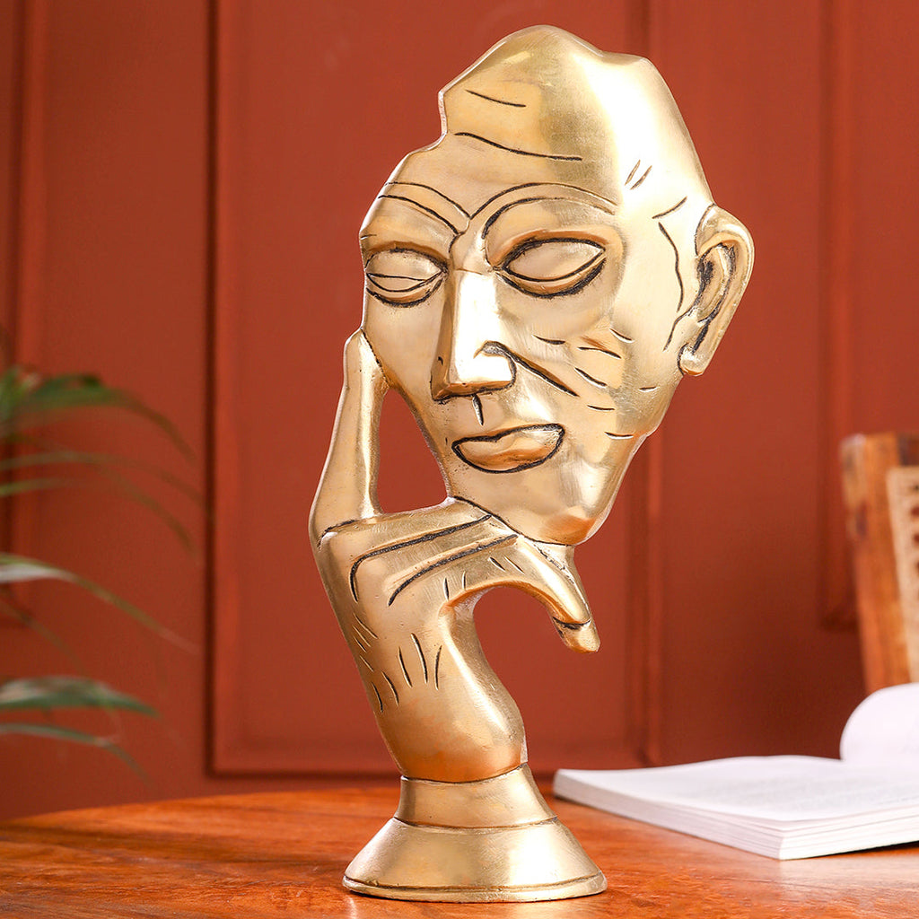 Brass Thinking Face Statue (11.9 Inch) Vedansh Craft