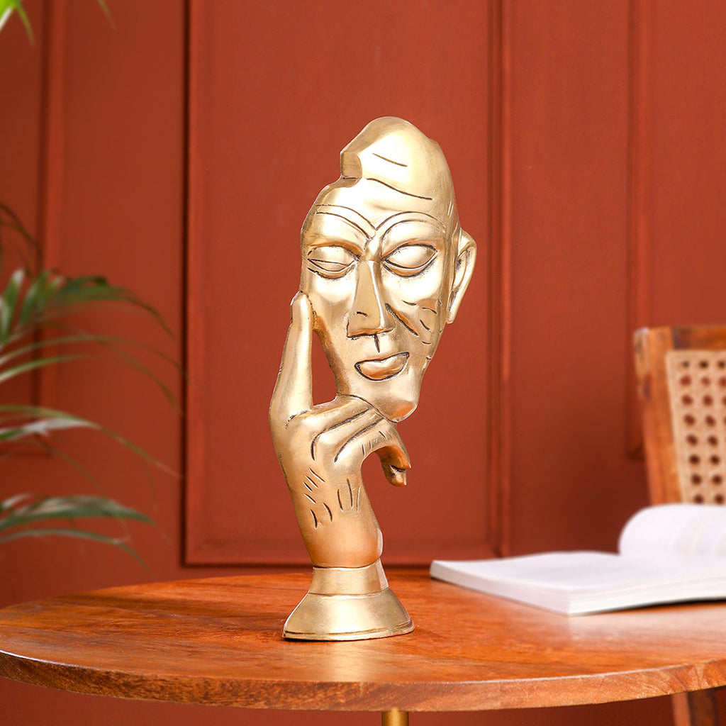 Brass Thinking Face Statue (11.9 Inch) Vedansh Craft