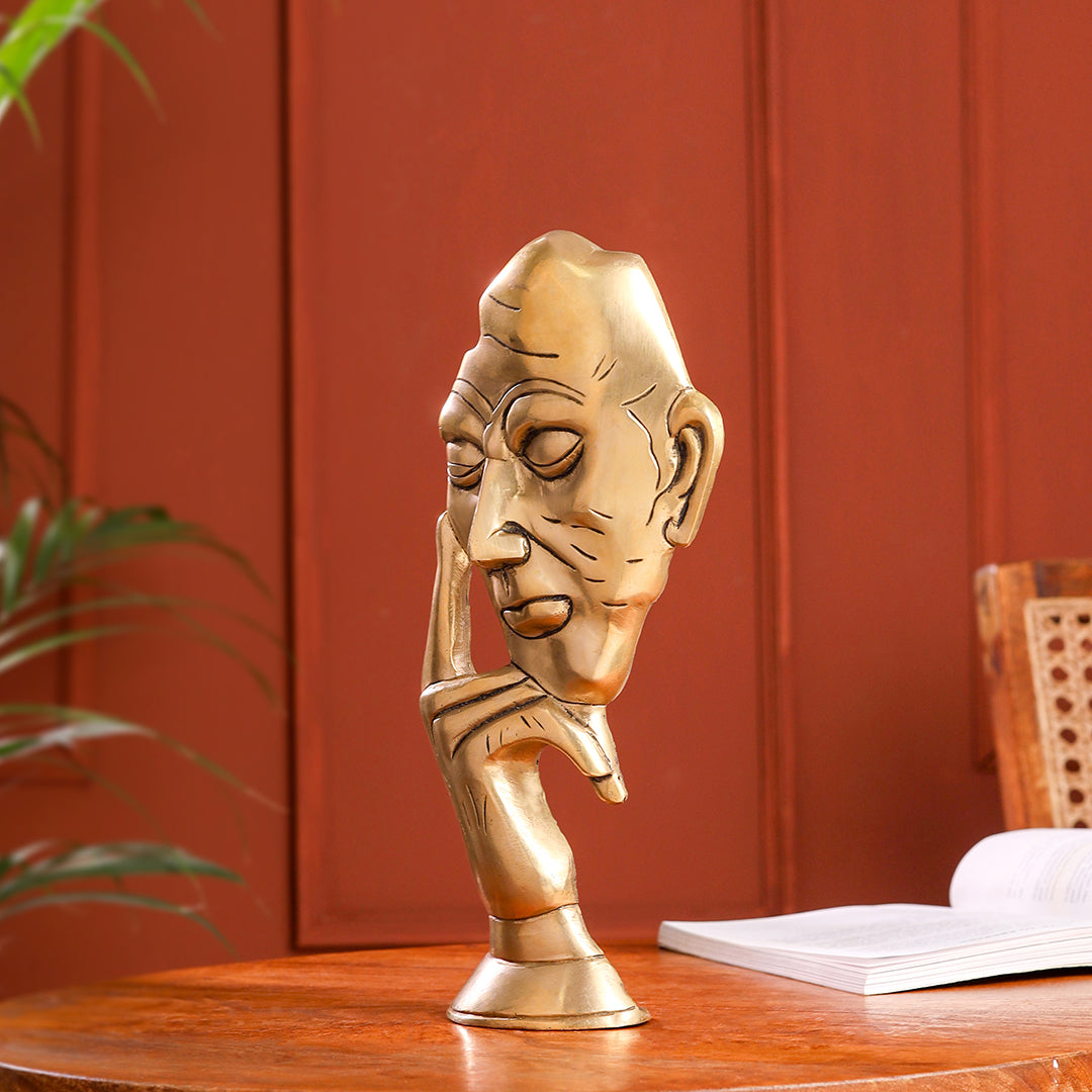 Brass Thinking Face Statue (11.9 Inch) Vedansh Craft