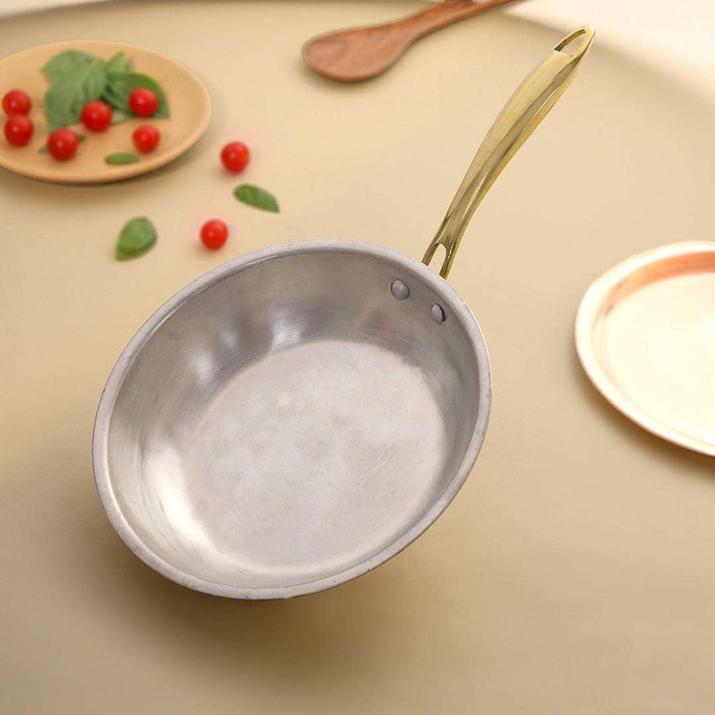 Copper Fry Pan With Lid And Handle (16.5 Inch) Vedansh Craft