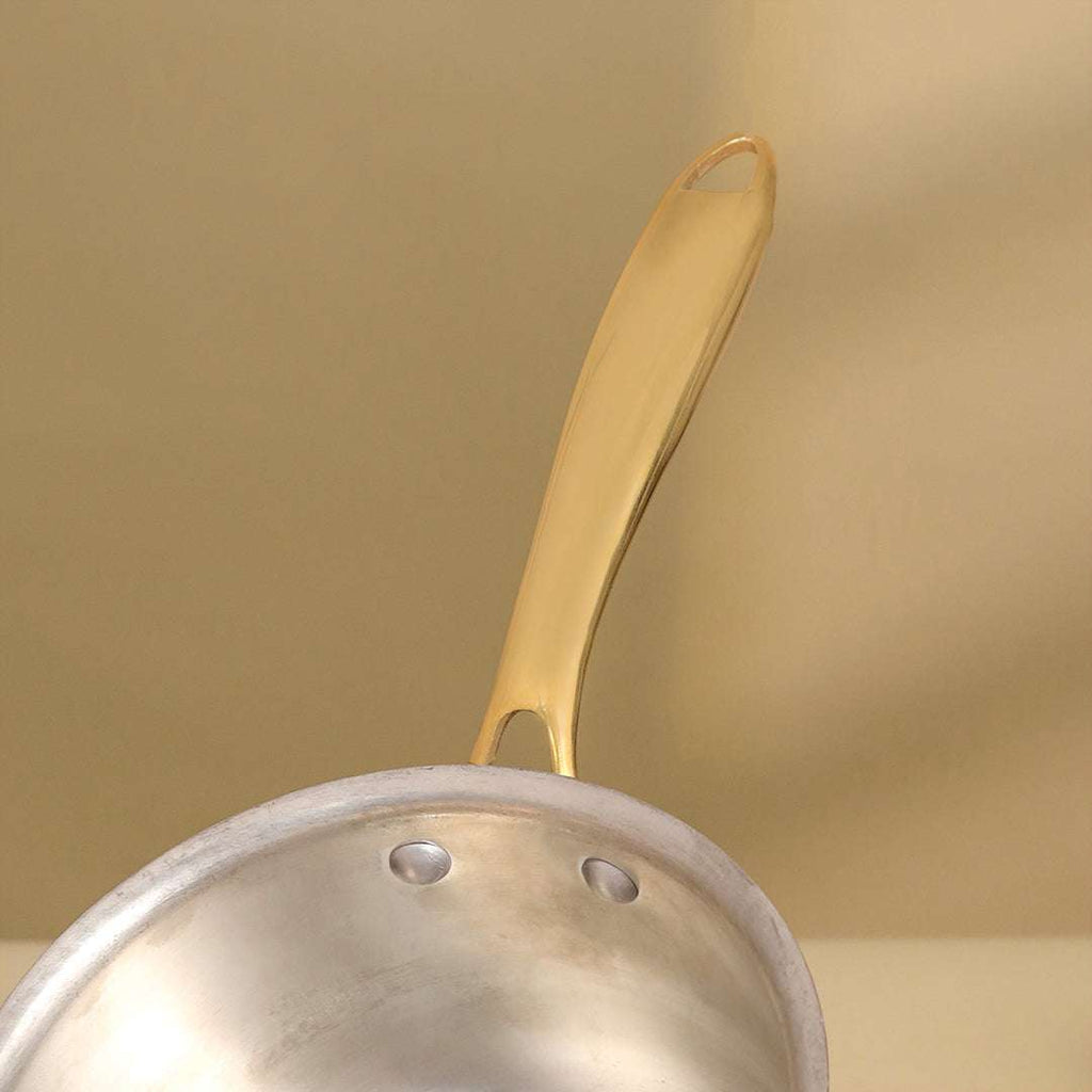 Copper Sauce Pan With Lid And Handle (14.3 Inch) Vedansh Craft