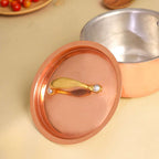 Copper Sauce Pan With Lid And Handle (14.3 Inch) Vedansh Craft