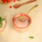 Copper Sauce Pan With Lid And Handle (14.3 Inch) Vedansh Craft