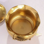 Brass Floral Decorative Handi with Lid Neck Ribbon Bow Design (6.7 Inch) Vedansh Craft