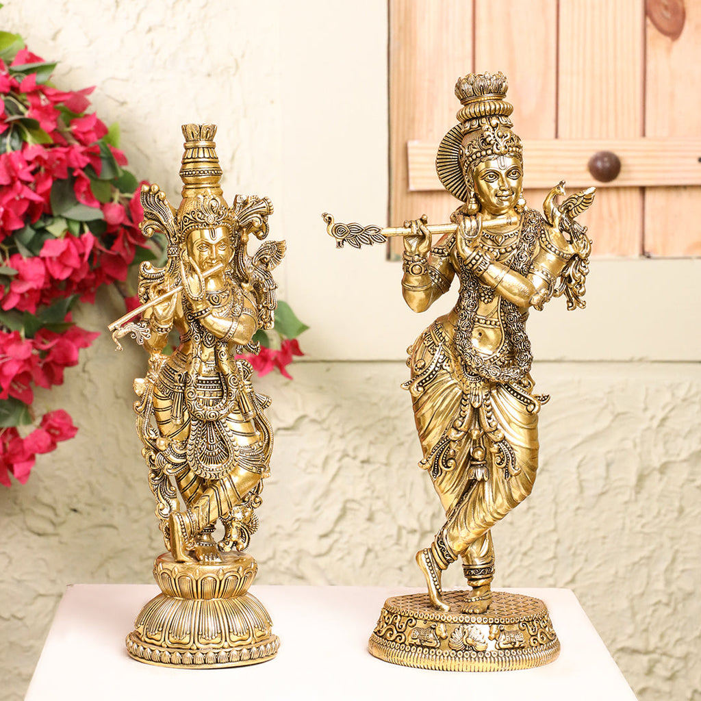 Brass Standing Krishna Idol Vedansh Craft