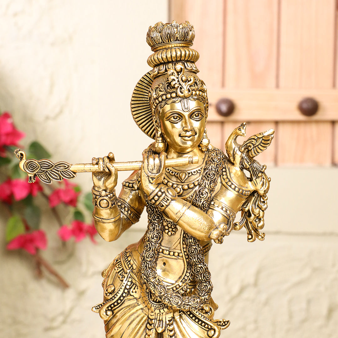 Brass Standing Krishna Idol Vedansh Craft