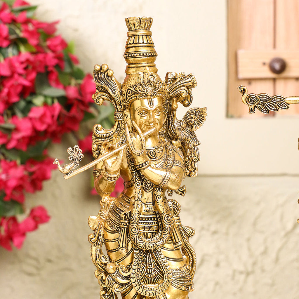 Brass Standing Krishna Idol Vedansh Craft