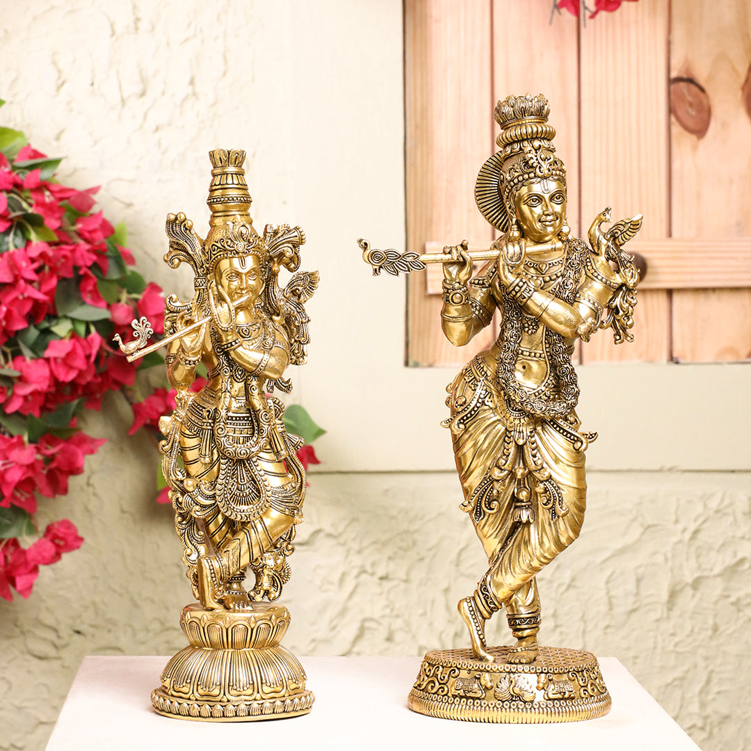 Brass Standing Krishna Idol Vedansh Craft