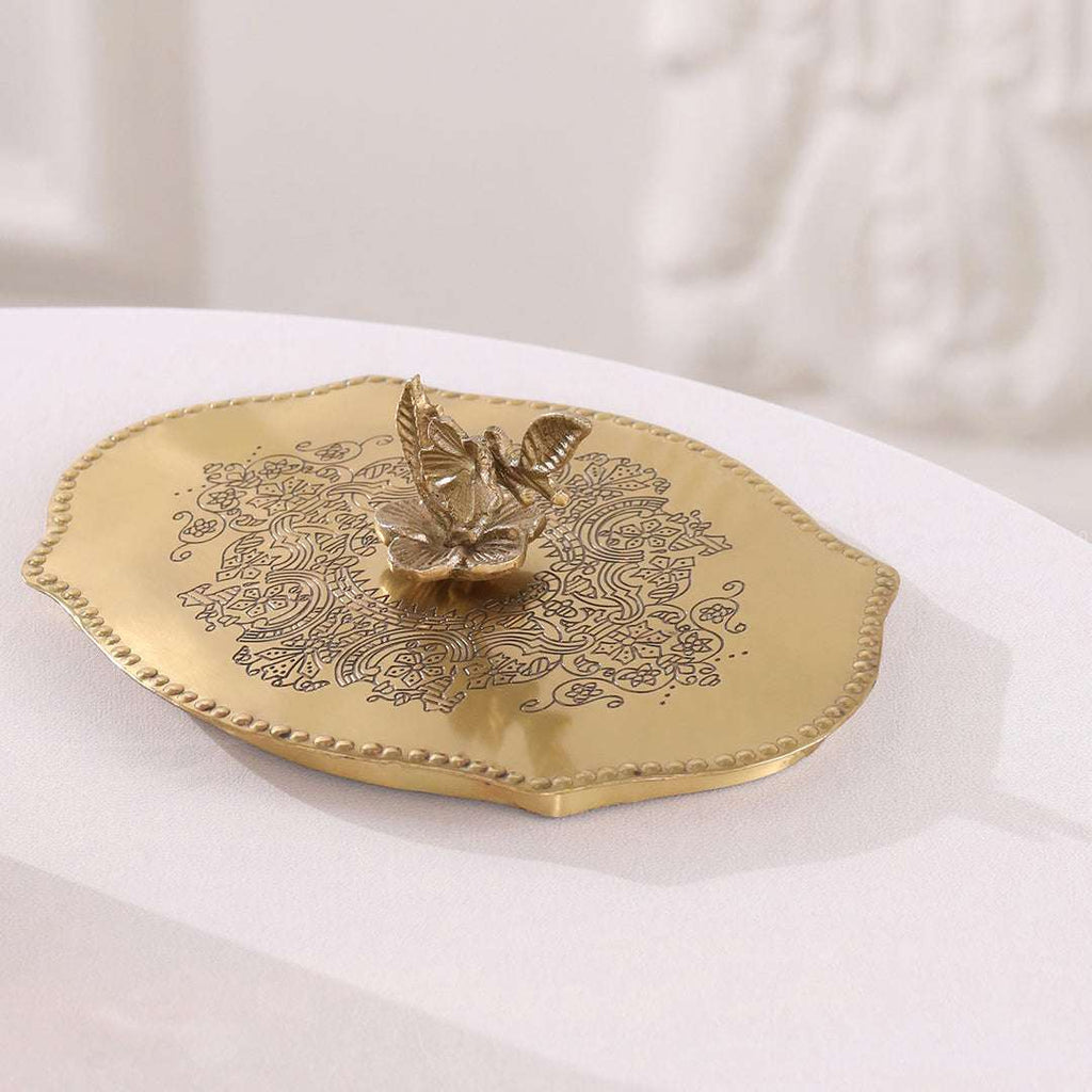 Brass Dry Fruit Box with Floral Lid Vedansh Craft