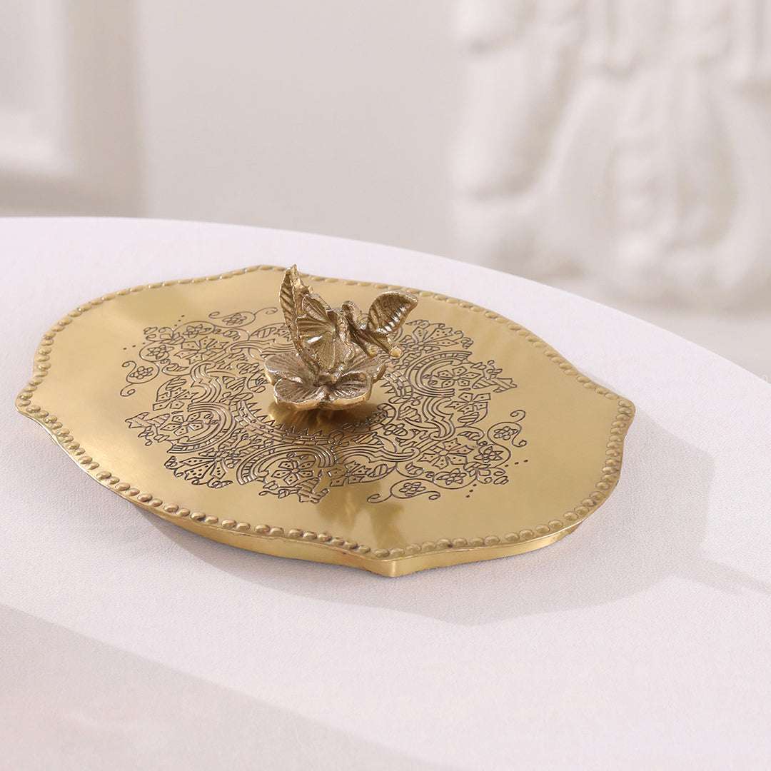 Brass Dry Fruit Box with Floral Lid Vedansh Craft