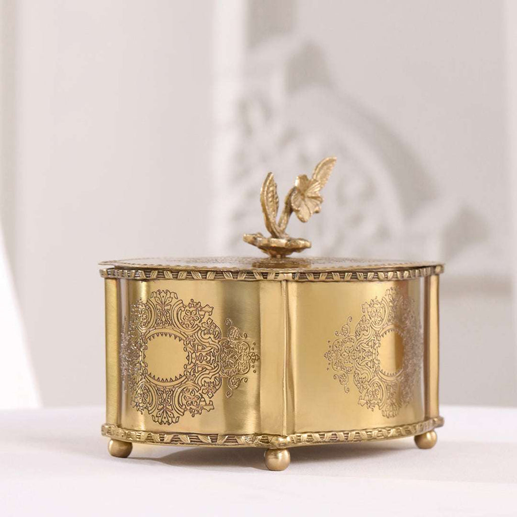 Brass Dry Fruit Box with Floral Lid Vedansh Craft