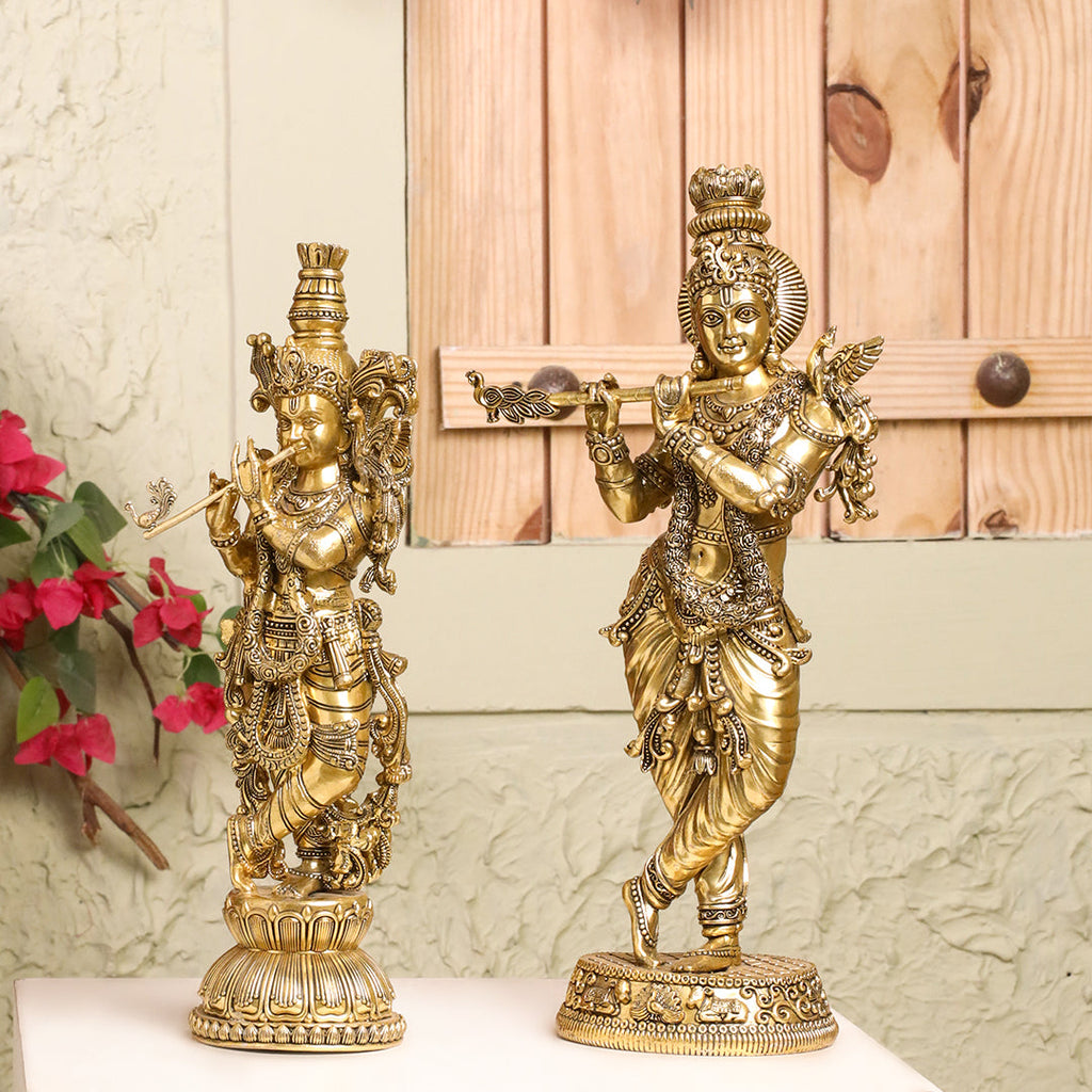 Brass Standing Krishna Idol Vedansh Craft