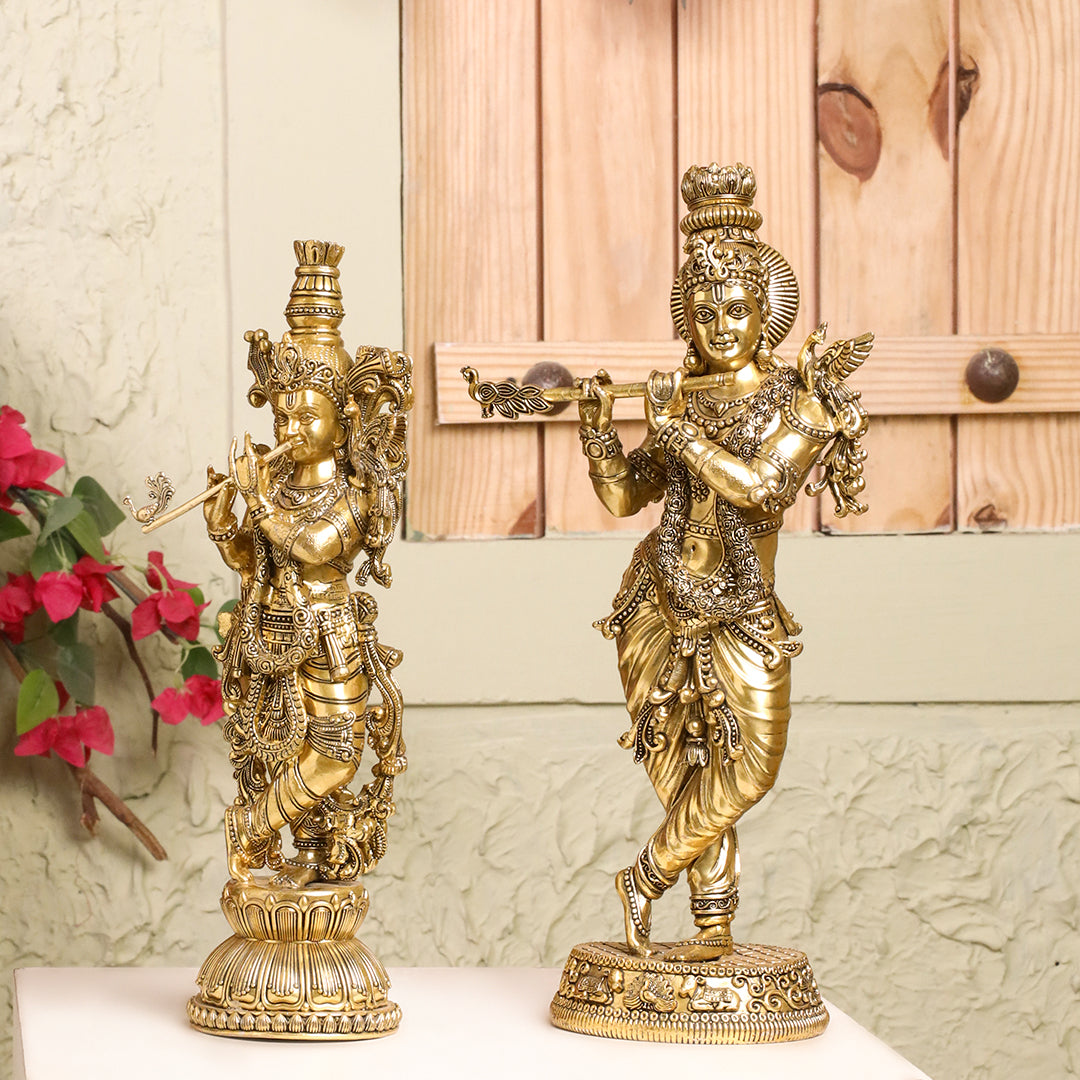 Brass Standing Krishna Idol Vedansh Craft
