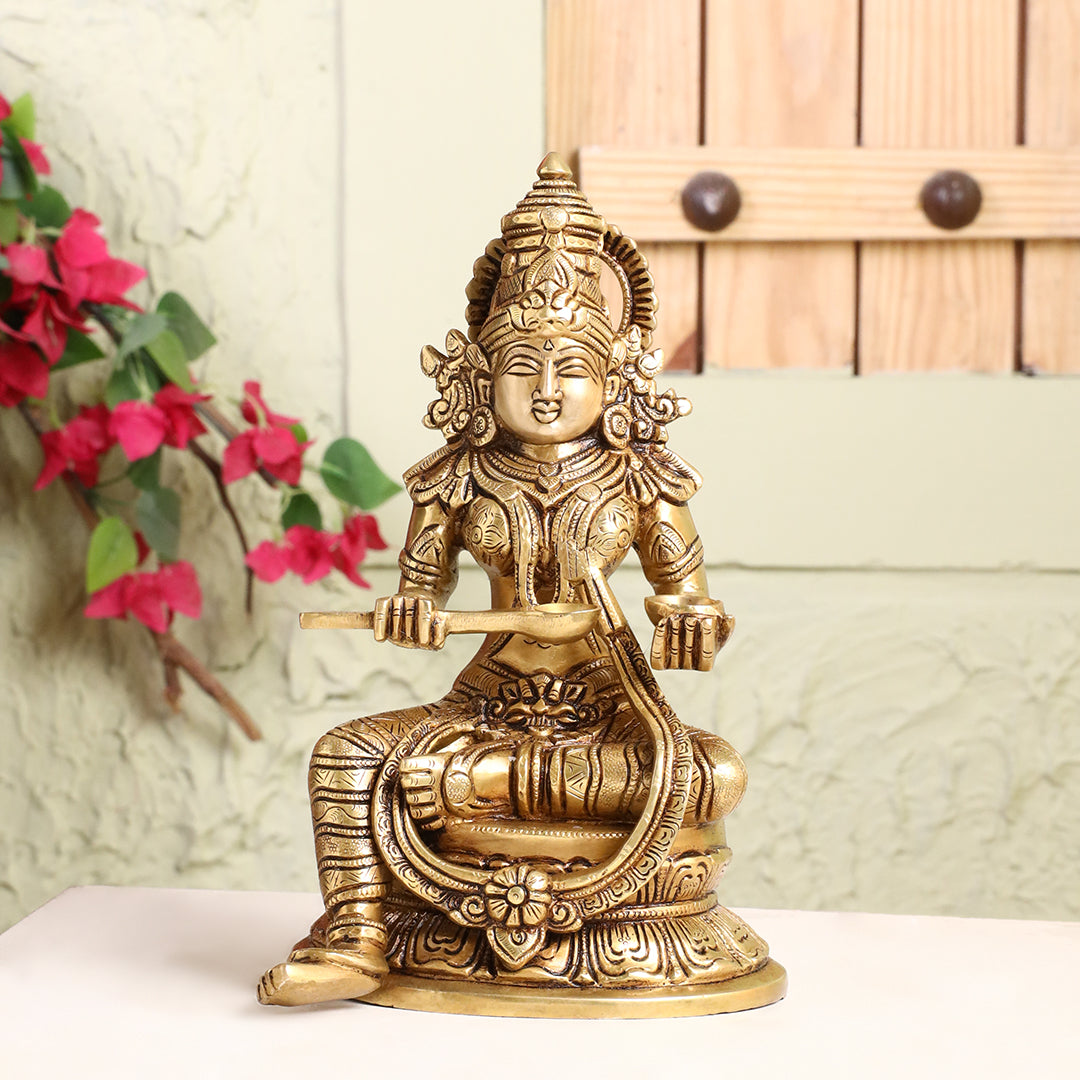 Brass Goddess Annapurna Idol – Bestower of Nourishment & Prosperity (10.5 Inch) Vedansh Craft