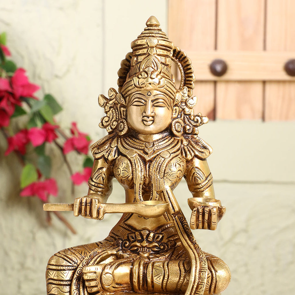 Brass Goddess Annapurna Idol – Bestower of Nourishment & Prosperity (10.5 Inch) Vedansh Craft