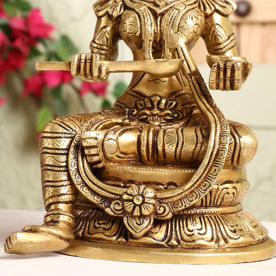 Brass Goddess Annapurna Idol – Bestower of Nourishment & Prosperity (10.5 Inch) Vedansh Craft