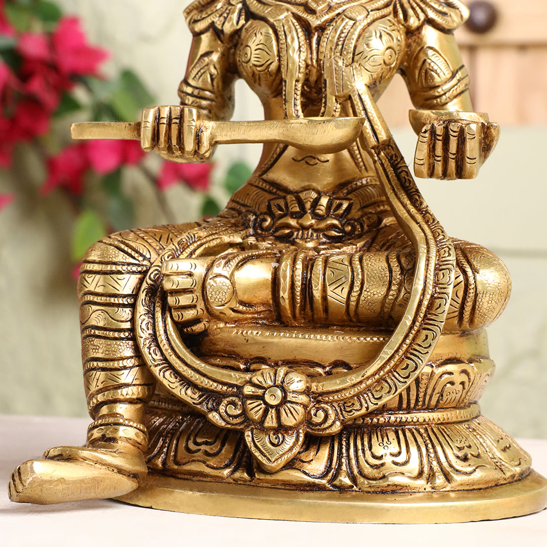 Brass Goddess Annapurna Idol – Bestower of Nourishment & Prosperity (10.5 Inch) Vedansh Craft