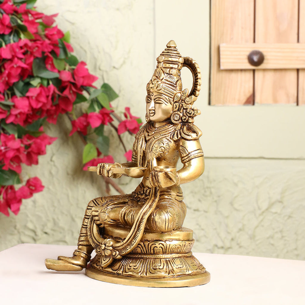 Brass Goddess Annapurna Idol – Bestower of Nourishment & Prosperity (10.5 Inch) Vedansh Craft