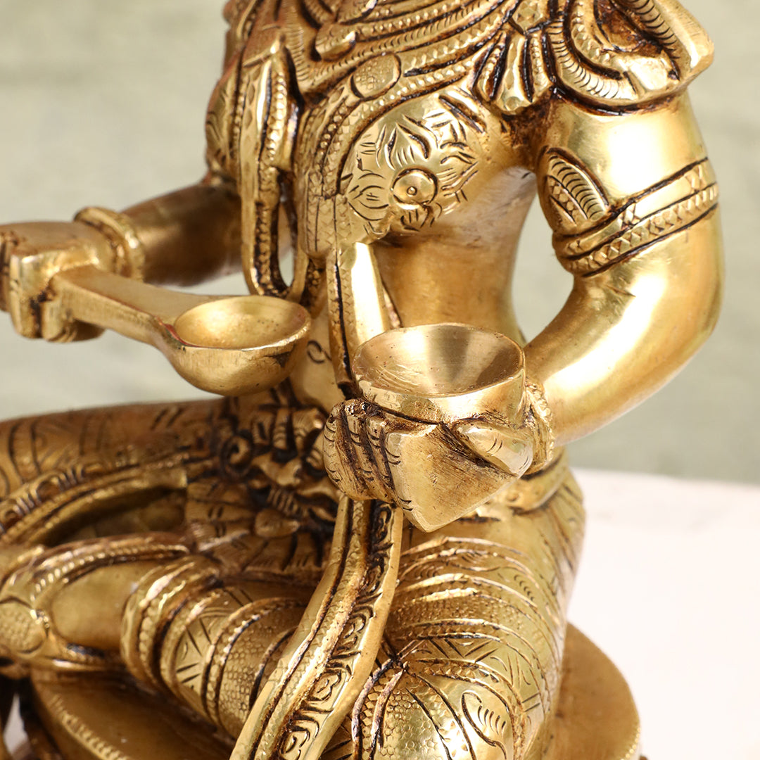Brass Goddess Annapurna Idol – Bestower of Nourishment & Prosperity (10.5 Inch) Vedansh Craft