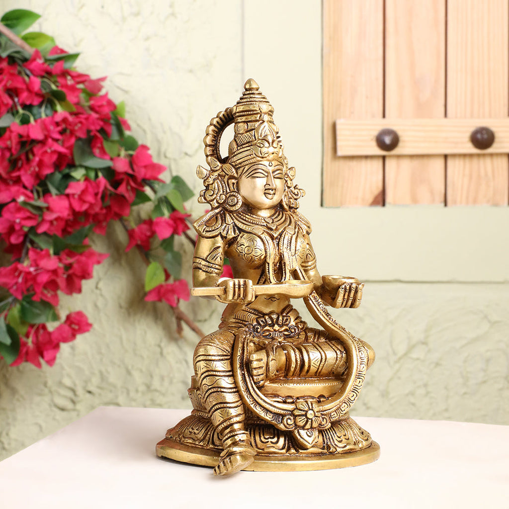 Brass Goddess Annapurna Idol – Bestower of Nourishment & Prosperity (10.5 Inch) Vedansh Craft