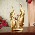 Brass Double Peacock Statue – Handcrafted Decorative Showpiece (7 Inch) Vedansh Craft
