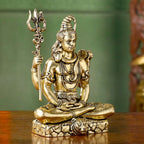 Brass Lightweight Sitting Shiva Idol – Meditative Pose with Trishul (3 INCH) Vedansh Craft