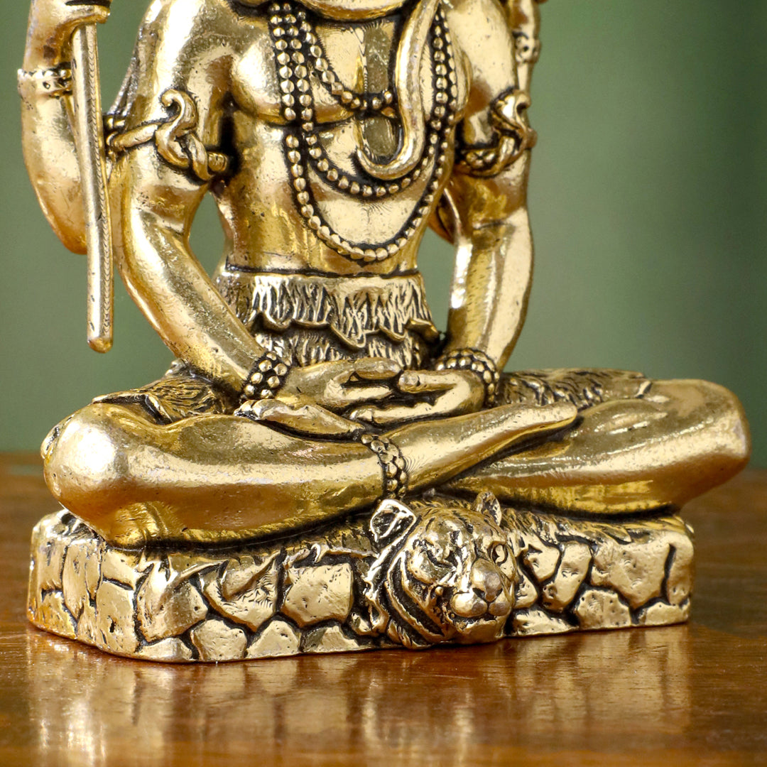 Brass Lightweight Sitting Shiva Idol – Meditative Pose with Trishul (3 INCH) Vedansh Craft