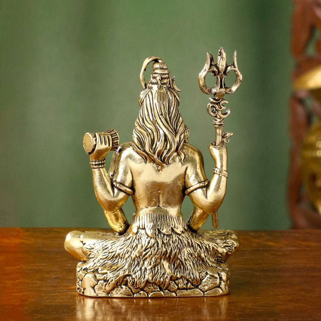 Brass Lightweight Sitting Shiva Idol – Meditative Pose with Trishul (3 INCH) Vedansh Craft
