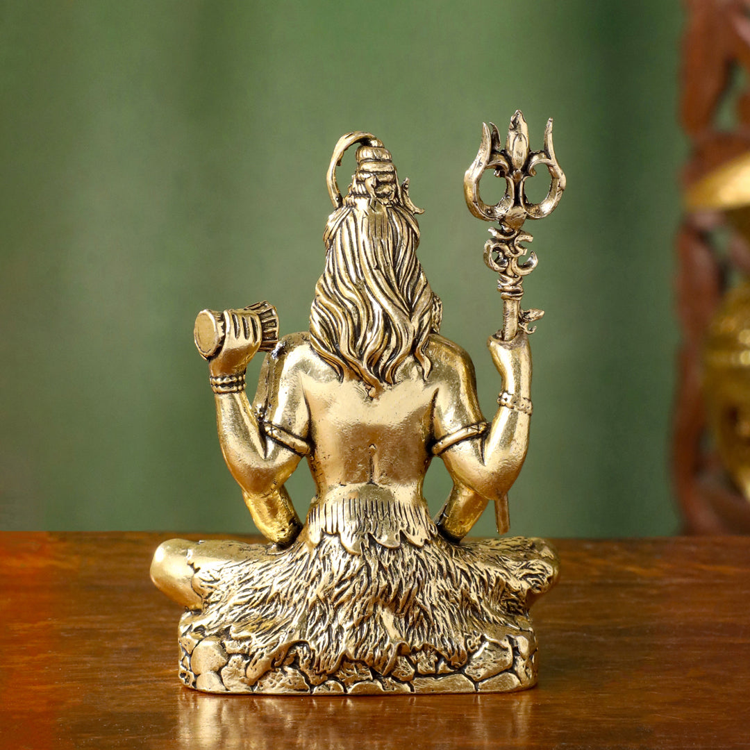 Brass Lightweight Sitting Shiva Idol – Meditative Pose with Trishul (3 INCH) Vedansh Craft