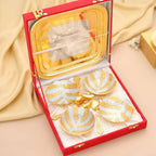 Brass Silver & Gold Finish 4 Bowl & 4 Spoon And 1 Tray Set With Velvet box Vedansh Craft