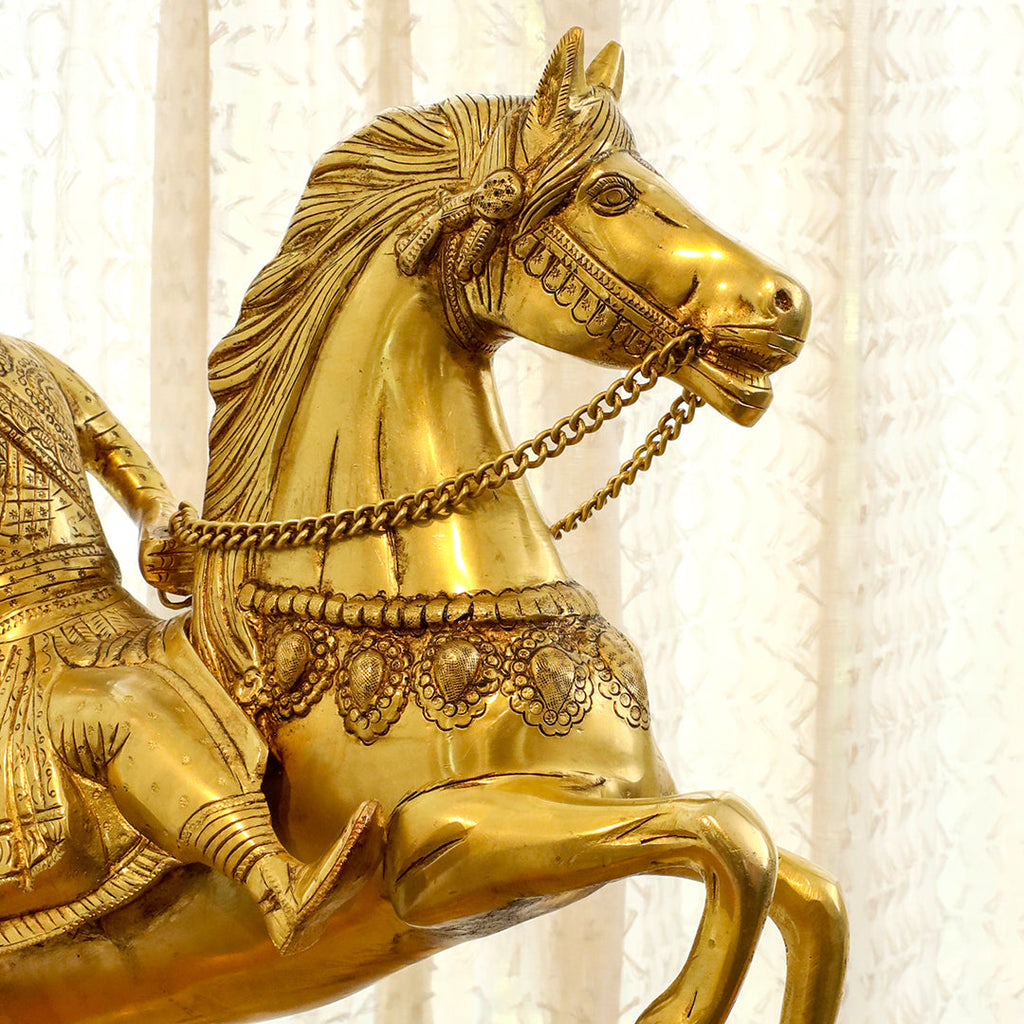 Brass Chatrapati Shivaji Maharaj On Horse Statue (22 Inch) Vedansh Craft