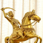 Brass Chatrapati Shivaji Maharaj On Horse Statue (22 Inch) Vedansh Craft