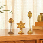 Brass Murugan Vel, Star Vel & Paan Vel Table Top Symbols Vedansh Craft