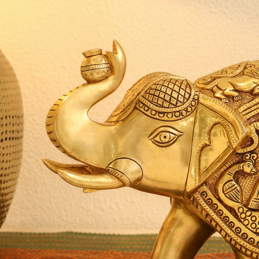Brass Superfine Elephant Royal Statue (8.5 Inch) Vedansh Craft