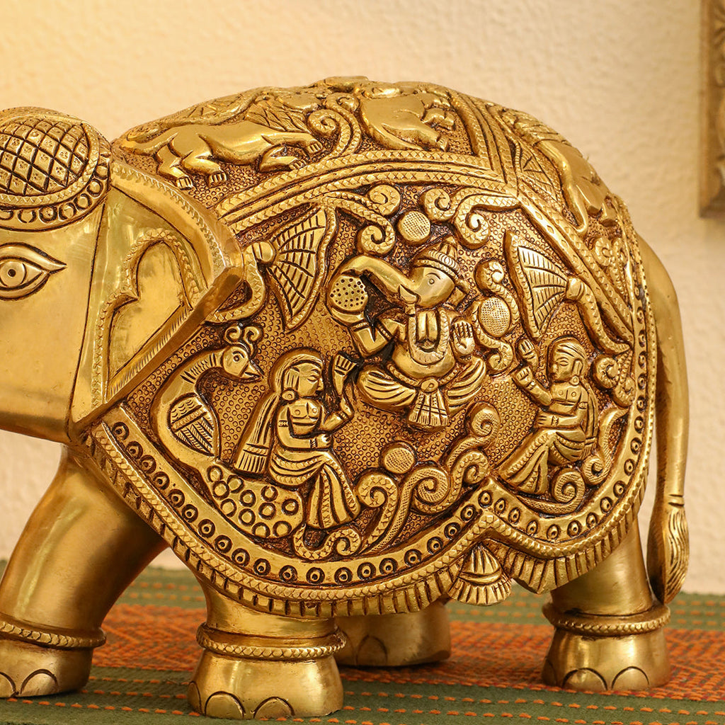 Brass Superfine Elephant Royal Statue (8.5 Inch) Vedansh Craft