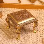 Brass Pooja Chowki with Floral Engraving – Lion Paw Legs (8.5 INCH) Vedansh Craft