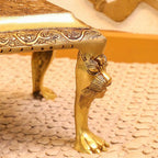 Brass Pooja Chowki with Floral Engraving – Lion Paw Legs (8.5 INCH) Vedansh Craft