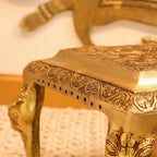 Brass Pooja Chowki with Floral Engraving – Lion Paw Legs (8.5 INCH) Vedansh Craft