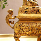 Brass Yali/kirtimukha Dragon Dhoop Dani & Incense Holder Vedansh Craft