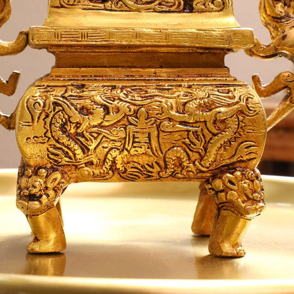 Brass Yali/kirtimukha Dragon Dhoop Dani & Incense Holder Vedansh Craft